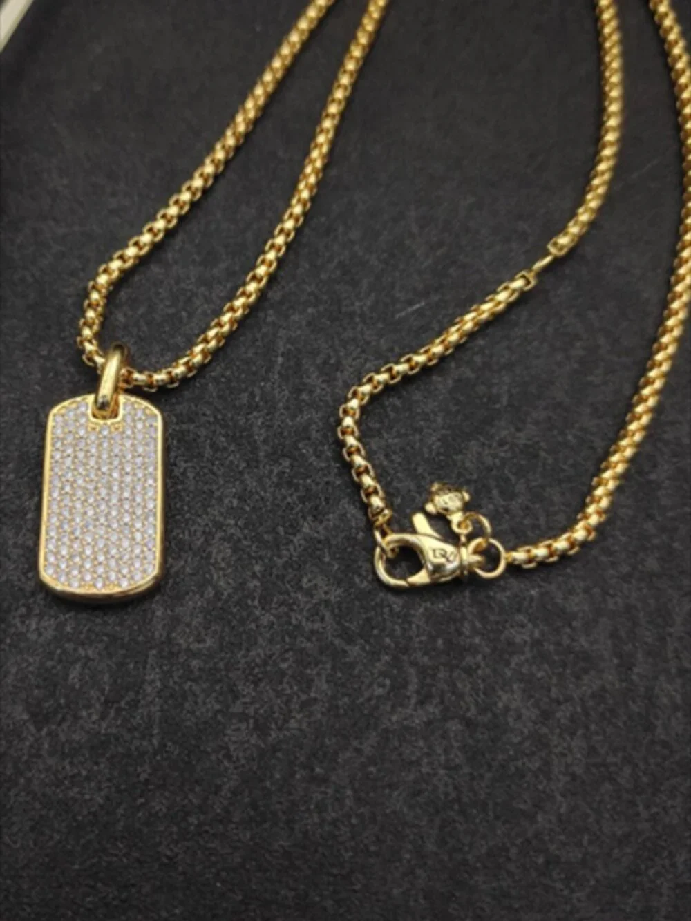 🔶David's Cool and Chic Full Diamond Military Tag Necklace💫 - Picture 4 of 8